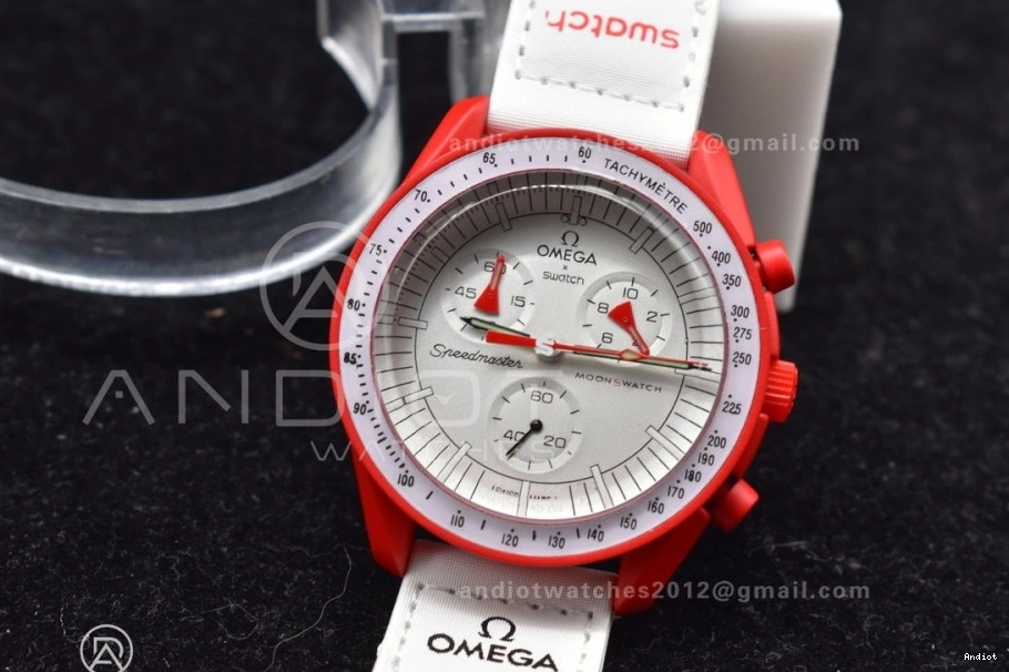 Quartz Strap x Swatch Moonwatch Mission Nylon Mars to Omega Bioceramic on 1229